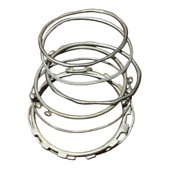 Jewelry - Eight Assorted Pattern Metal Bracelets Silver Women